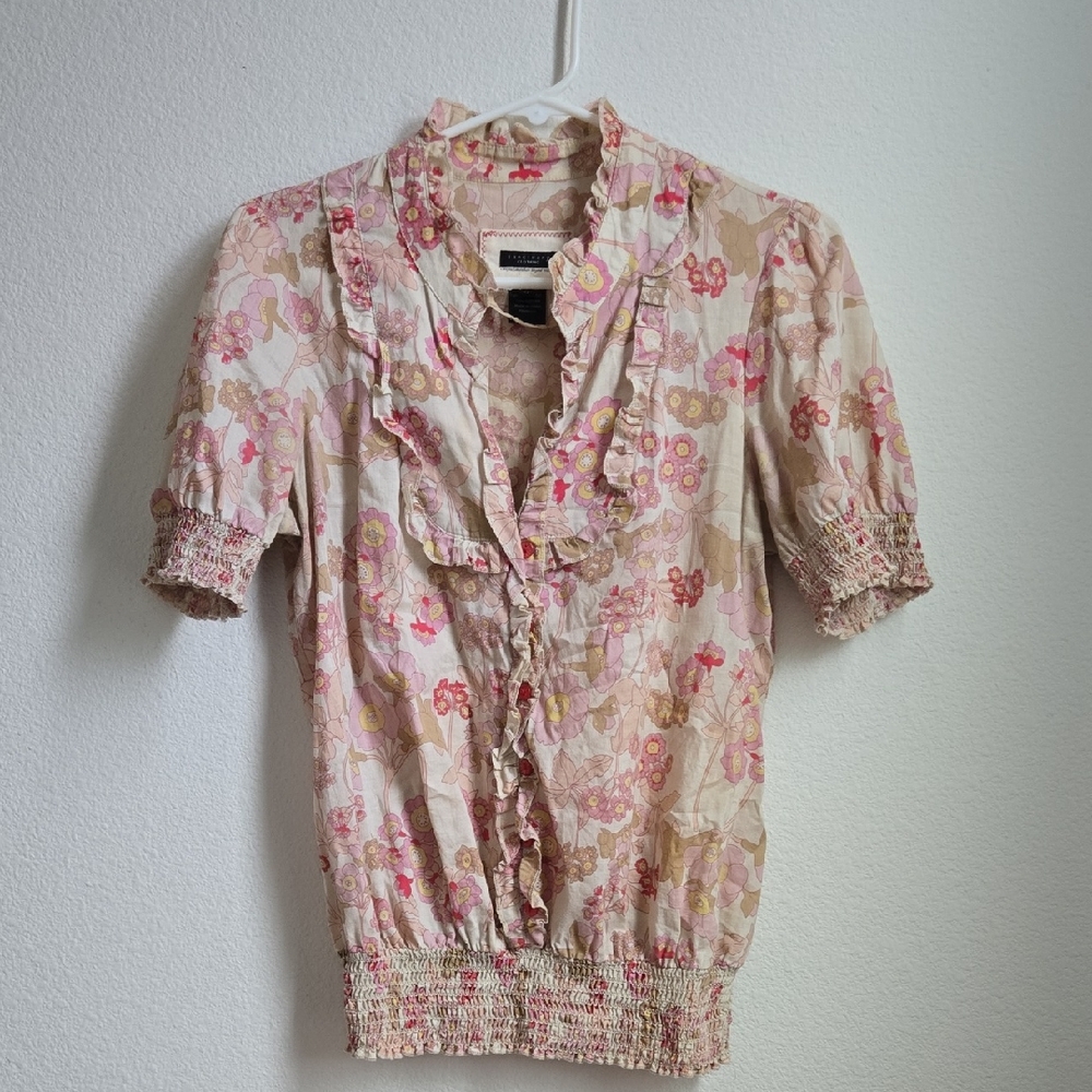 Sanctuary Pink and Cream Floral Blouse
